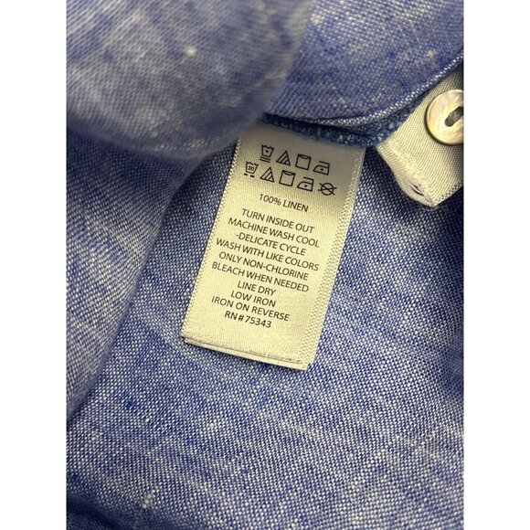 Womens Jones New York Blue Linen Button-Down Shirt Size XL - Picture 6 of 8
